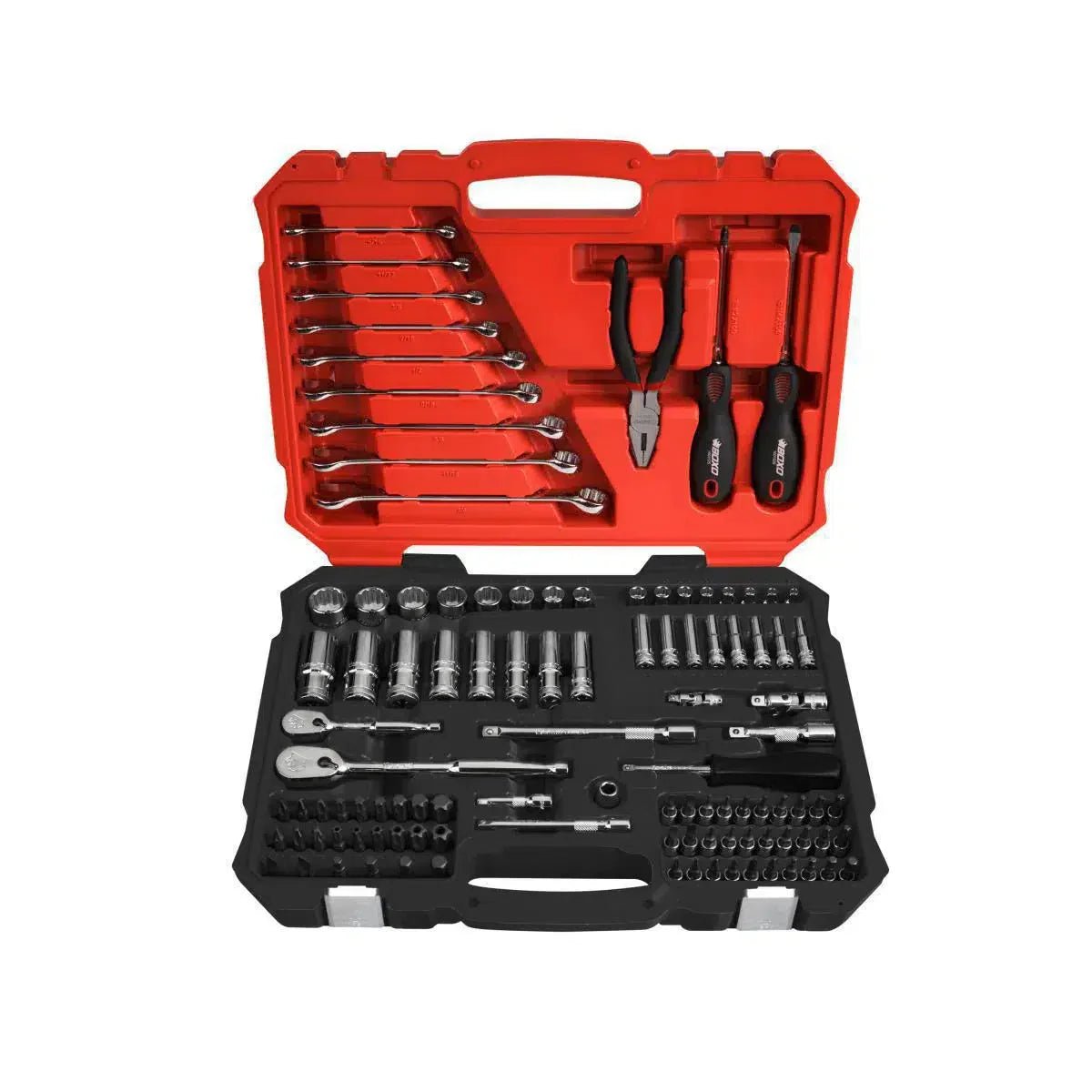 108-Piece 1/4" & 3/8" Drive SAE 12-Point Socket, Wrench & Screwdriver Tool Set