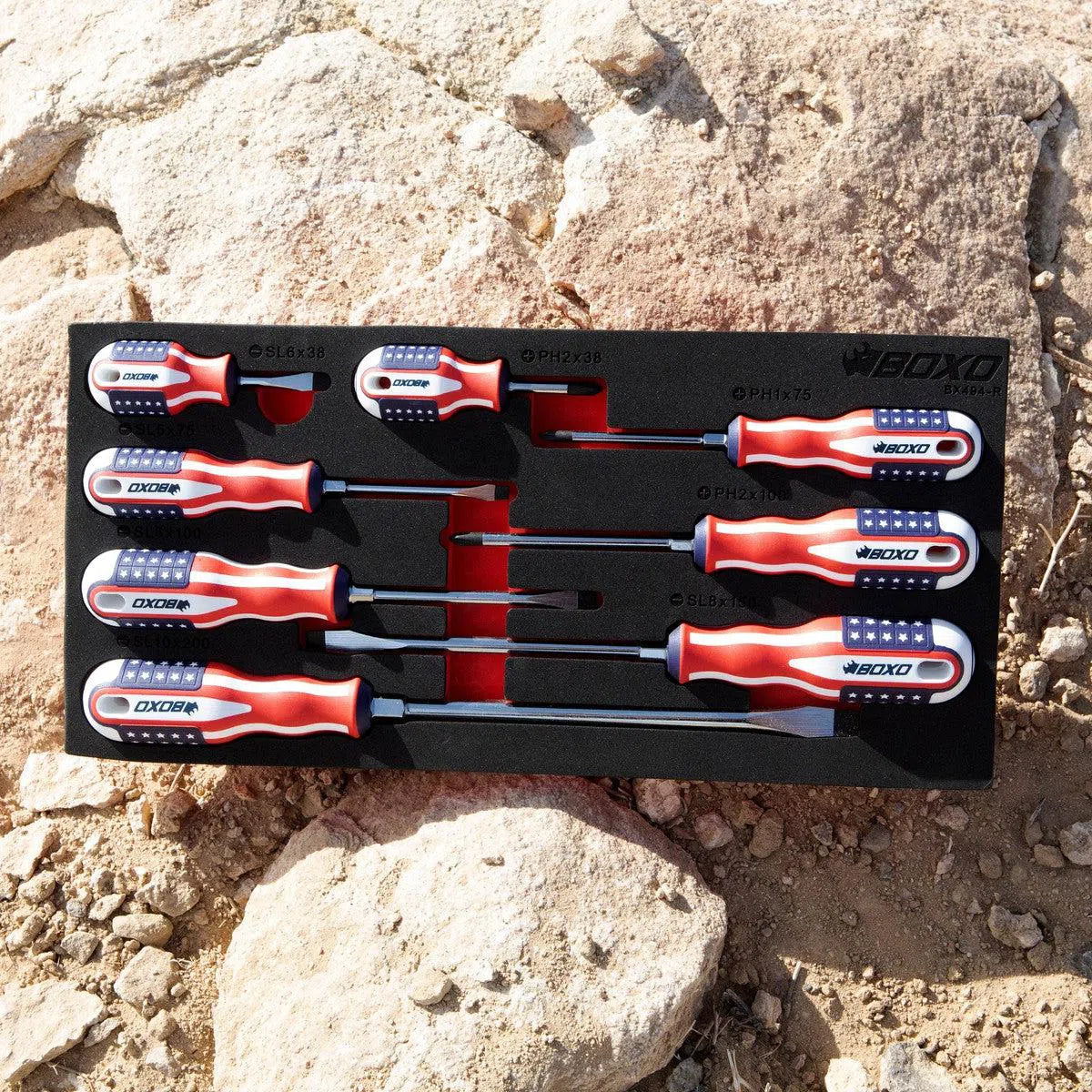 8-Piece American Flag Handle Screwdriver Set | 1/3rd EVA Foam