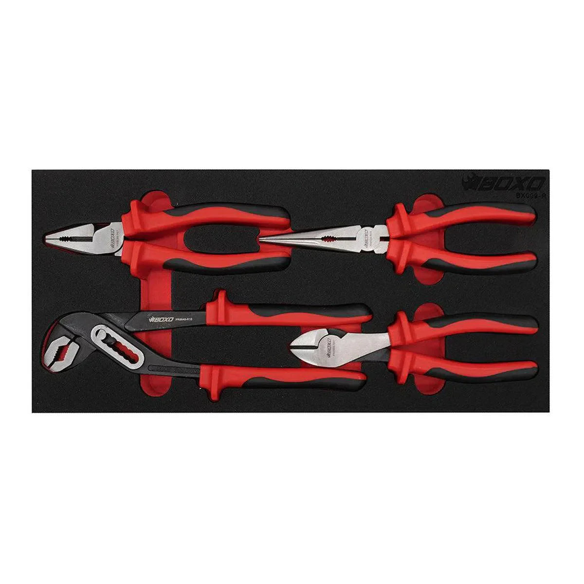 4-Piece Plier Set, 7" Diagonal Side Cutter, 8" Long Needle Nose Plier, 7" Lineman's Plier, 10" Groove, Joint Plier | 1/3rd EVA Foam