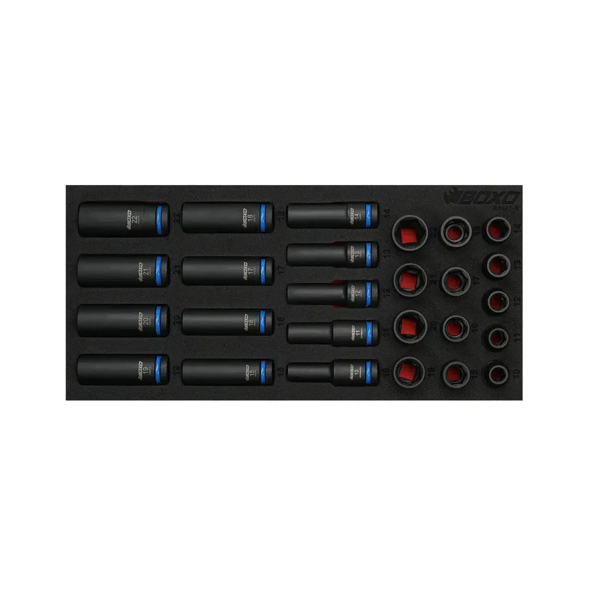 26-Piece 1/2'' Drive 6-Point Metric Impact Socket Set | 1/3rd EVA Foam