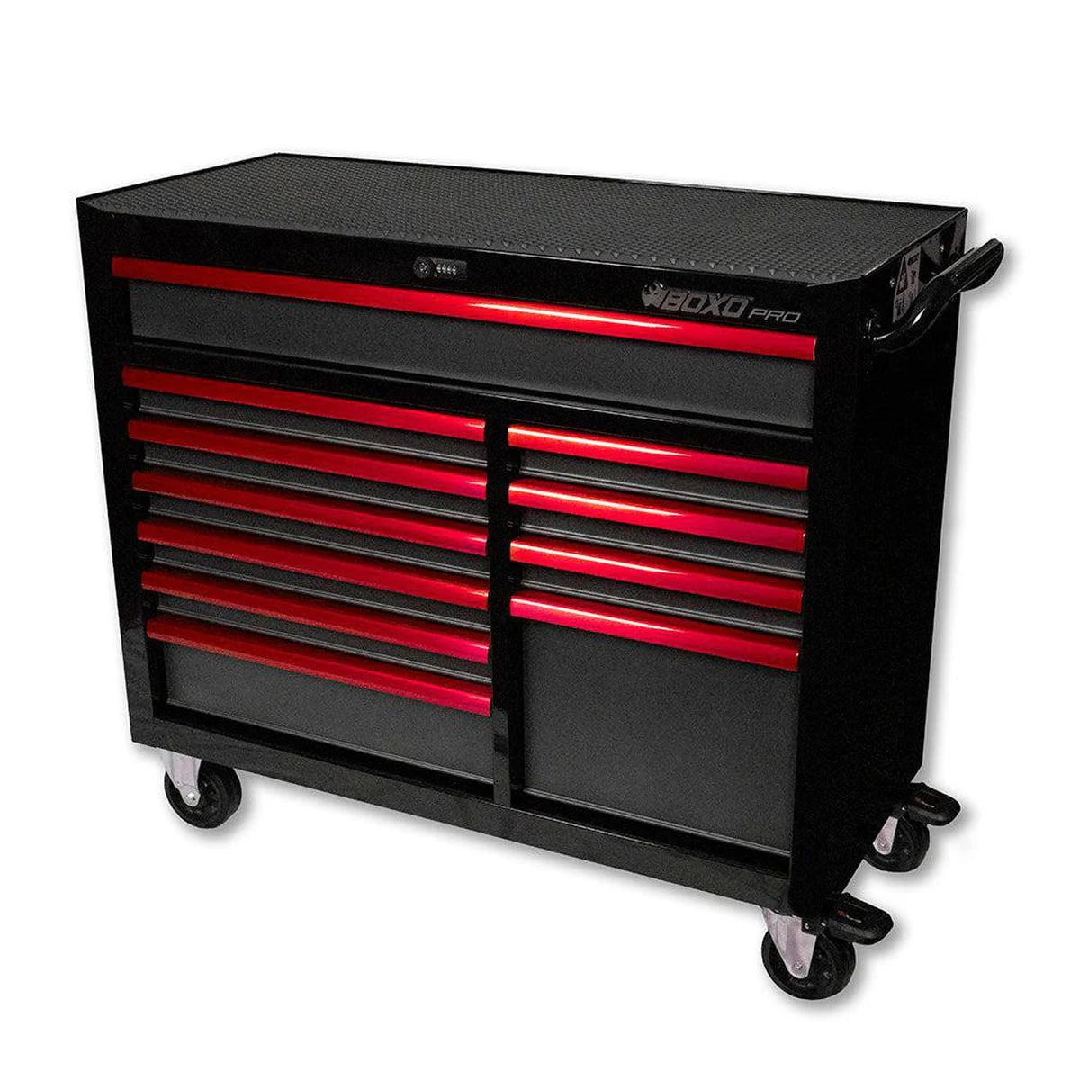 Pro Series | 45" 11-Drawer Bottom Roll Tool Cabinet | Gloss Black / Red Trim