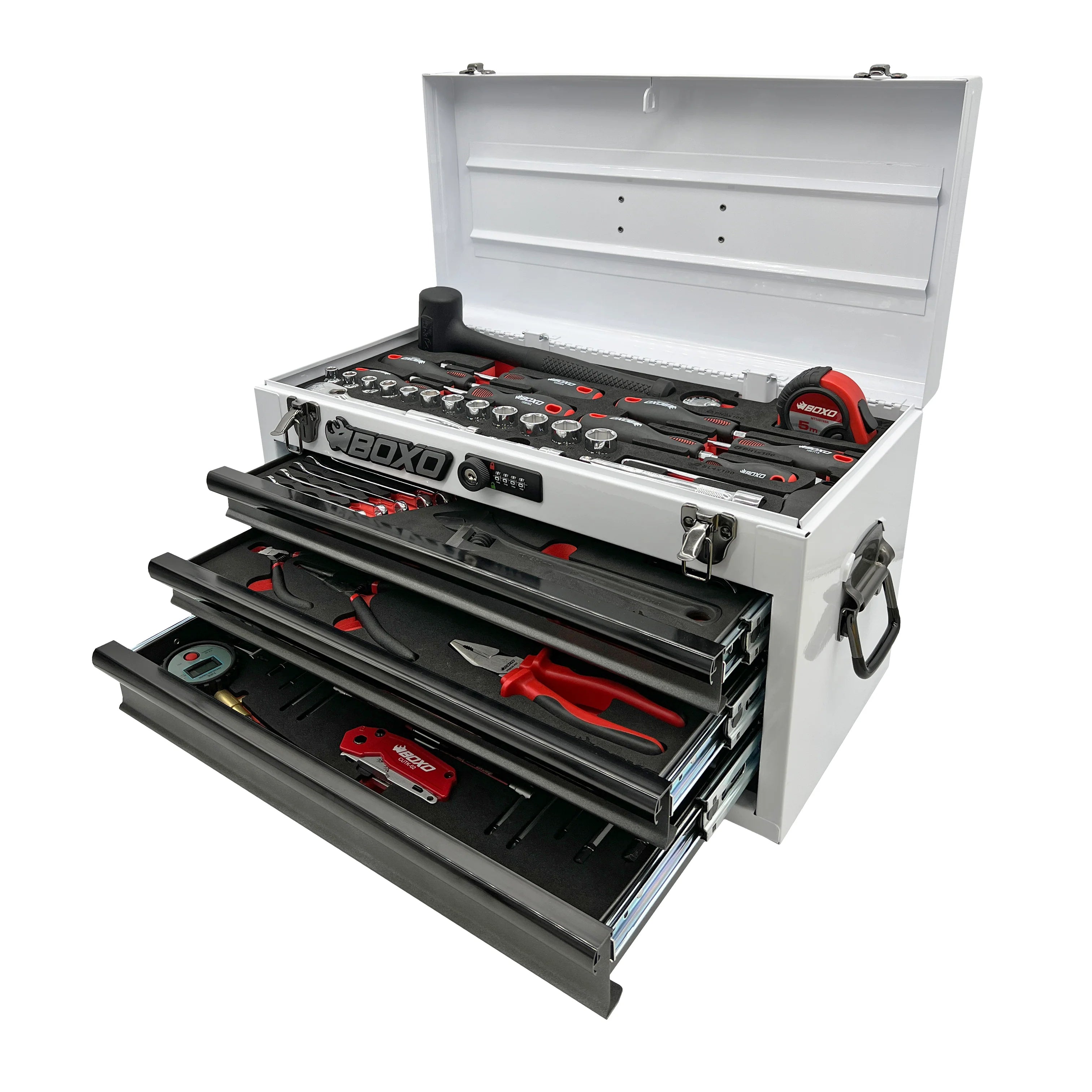KartBox | 69-Piece Metric Karting 3-Drawer Hand Carry Tool Box - Black, Red
