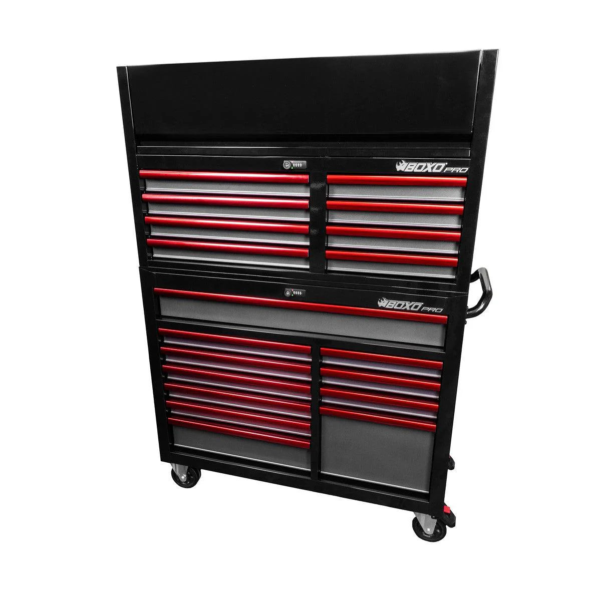 Pro Series | 45" 19-Drawer Rolling Tool Box | Black and Red - Empty Tool Box