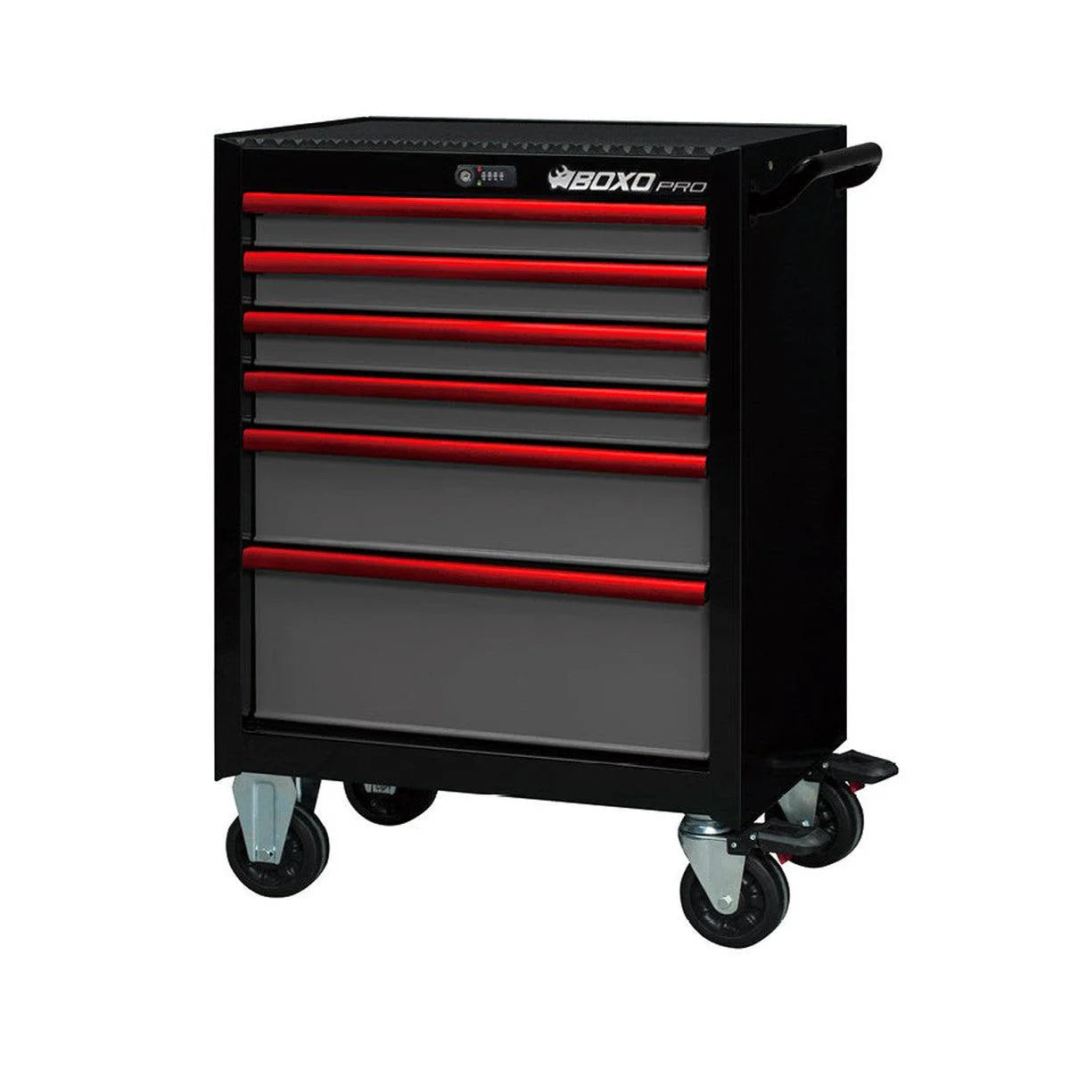 Pro Series | 26" 6-Drawer Rolling Tool Box - Black, Red, Empty Tool Box