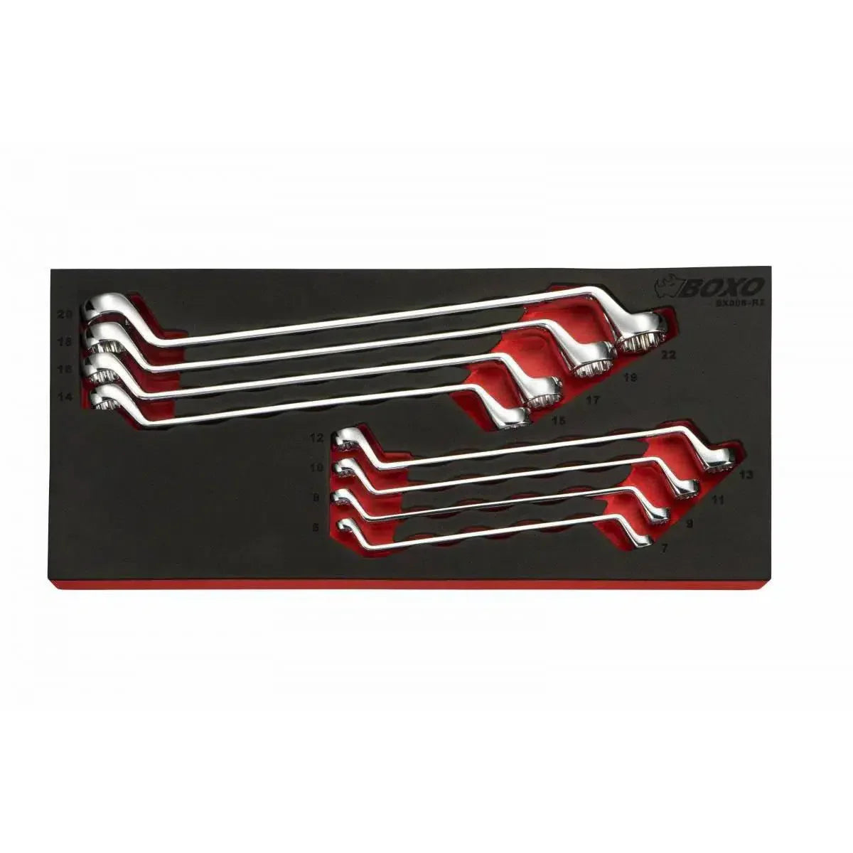 8-Piece Metric 75° Offset Double Box End Wrench Set | 1/3rd EVA Foam