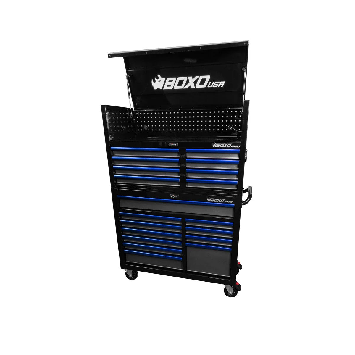 Pro Series | 45" 19-Drawer Rolling Tool Box | Black and Blue - Empty Tool Box