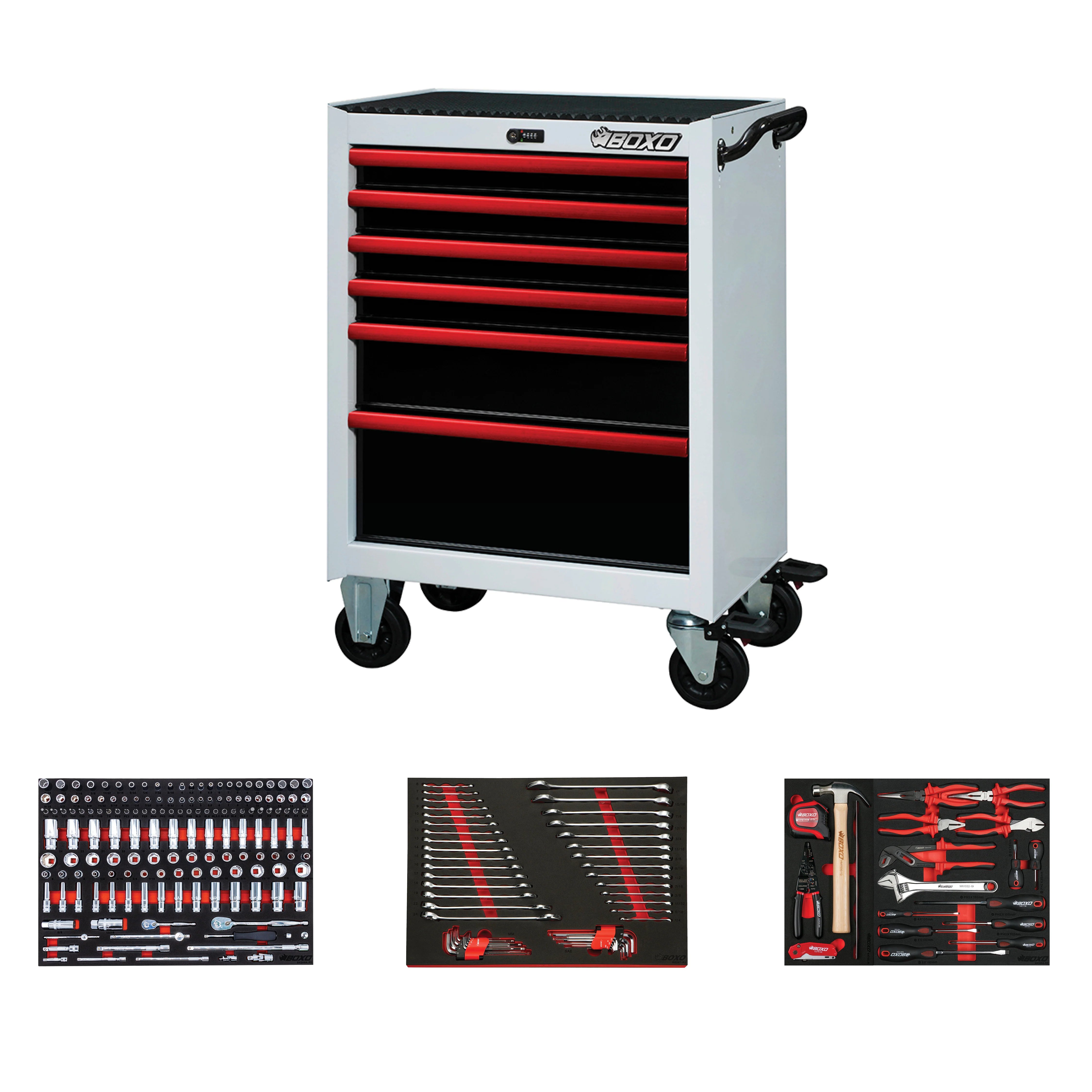 Pro Series | 26" 6-Drawer Rolling Tool Box - Black, Blue, Empty Tool Box
