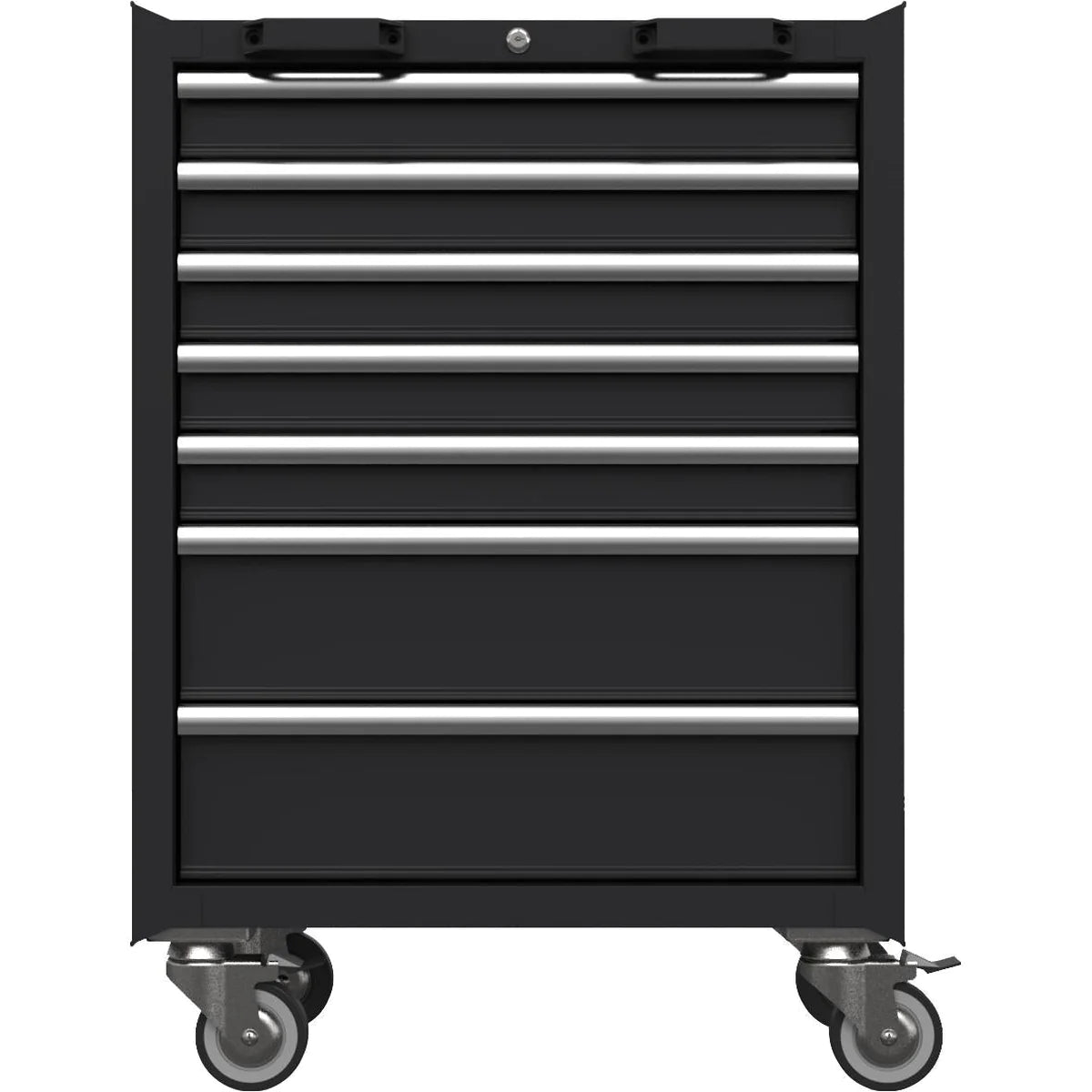 26" 7-Drawer Roller Cabinet with Aluminum Handle, Dark Grey