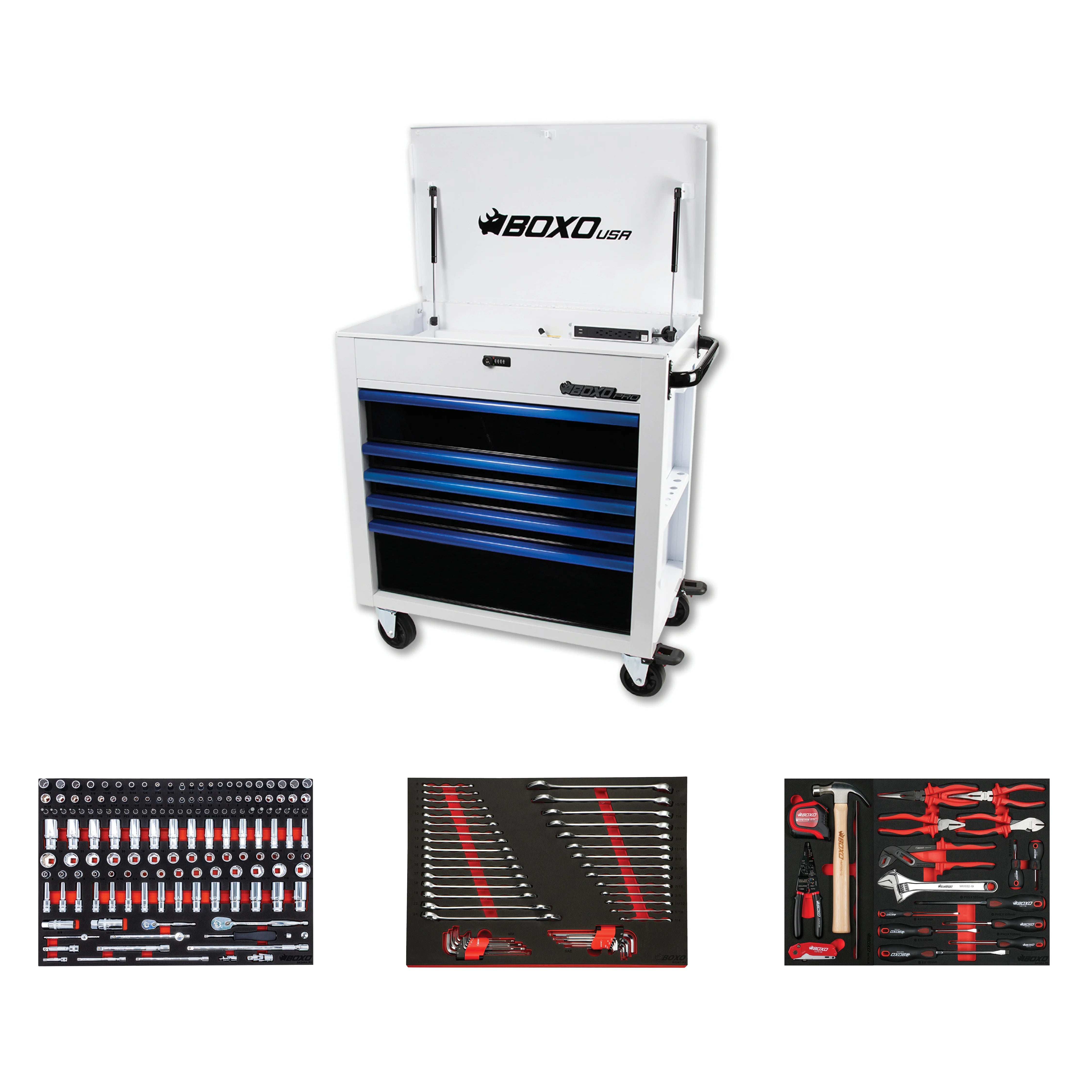 Pro Series | 35" 5-Drawer Flip-Top Service Cart Tool Box - Black, Red, Empty Tool Box