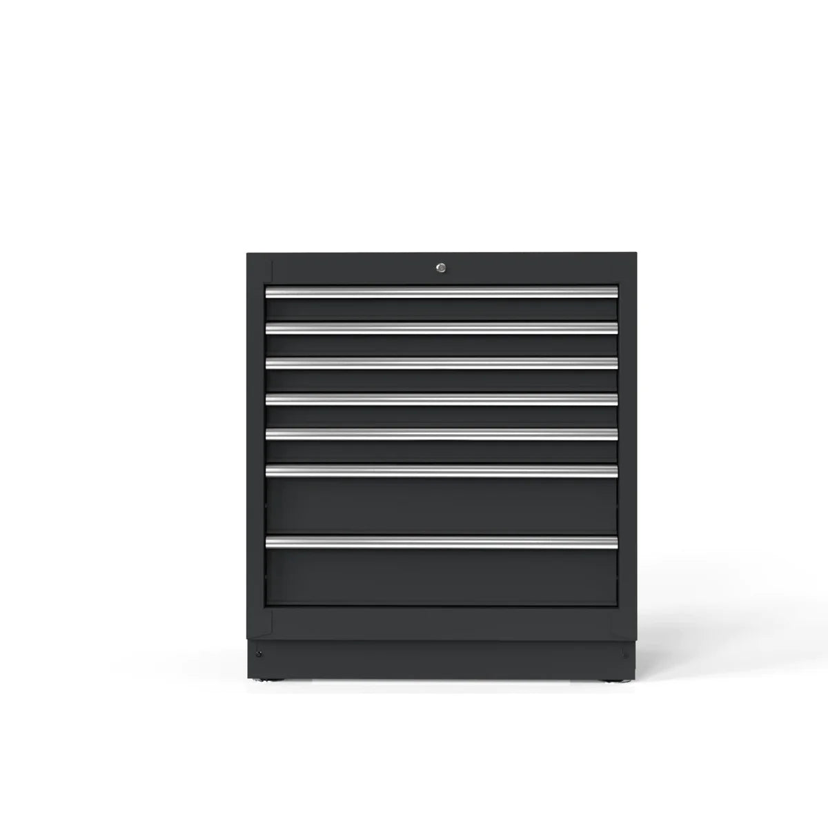 34" 7-Drawer Cabinet with Aluminum Handle, Dark Grey