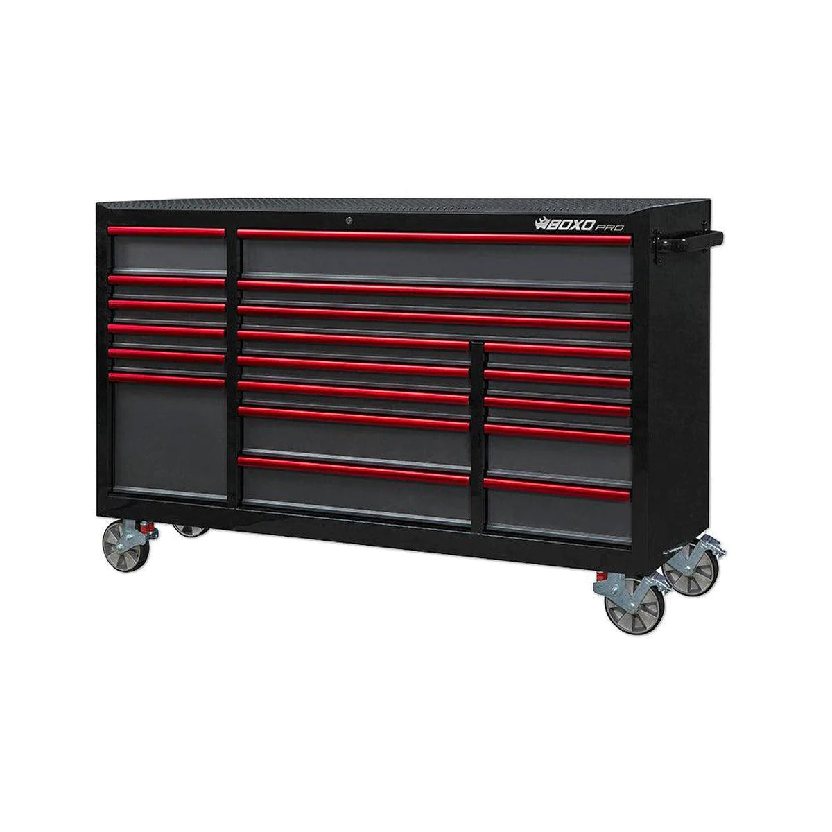 Pro Series | 72" 14-Drawer Bottom Roll Tool Cabinet | Gloss Black/Red