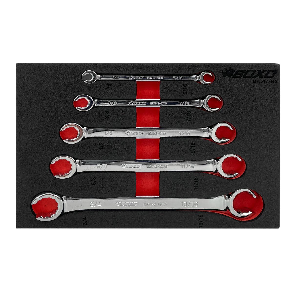5-Piece SAE 12-Point Flare Nut Wrench Set