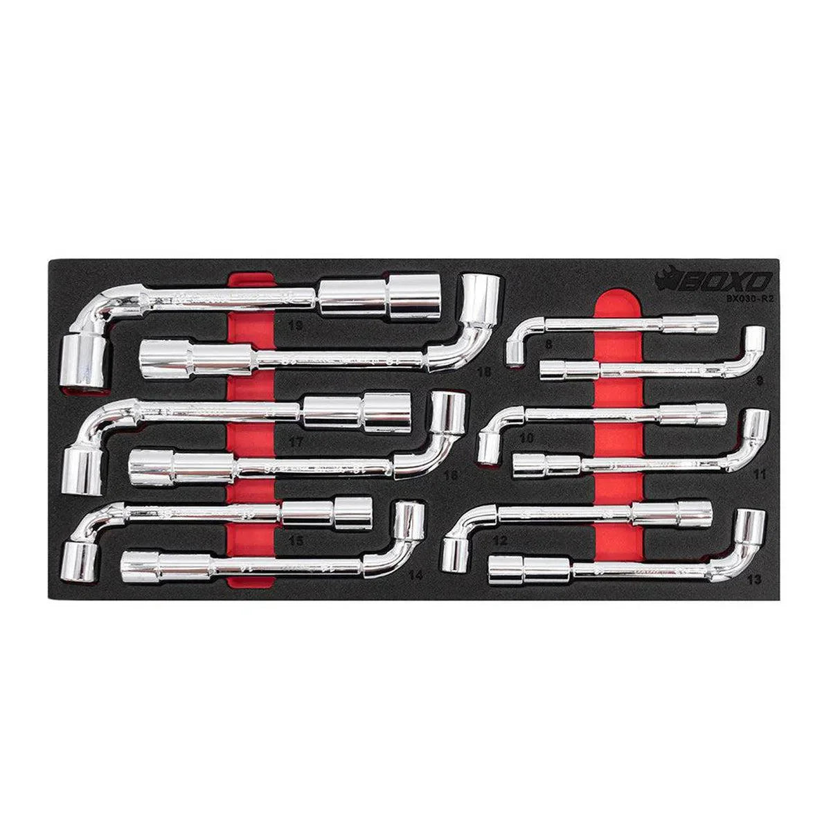12-Piece Metric 6-Point Angled Socket Wrench Set, L-Shaped | 1/3rd EVA Foam
