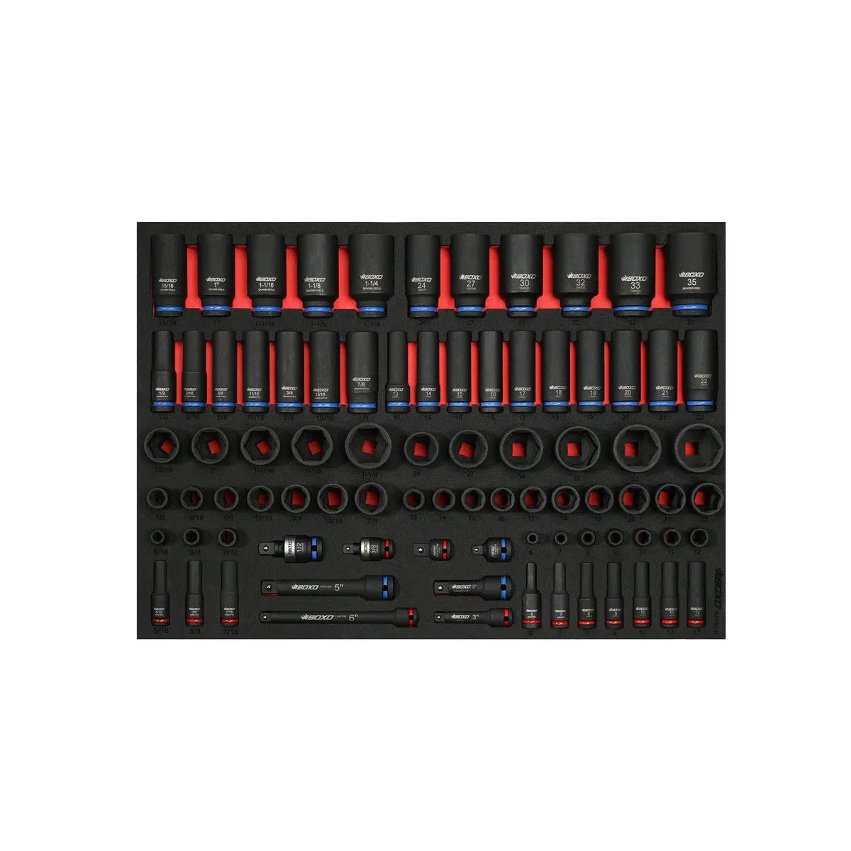 84-Piece 3/8" and 1/2" Drive Metric and SAE 6-Point Impact Socket Set | 3/3rd EVA Foam