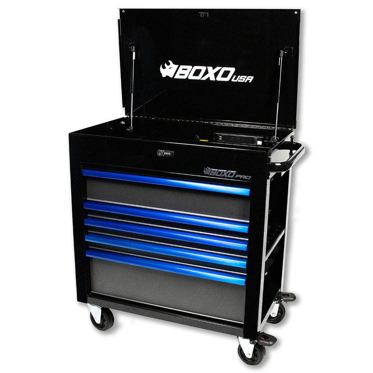 Pro Series | 35" 5-Drawer Flip-Top Service Cart Tool Box - Black, Red, Empty Tool Box