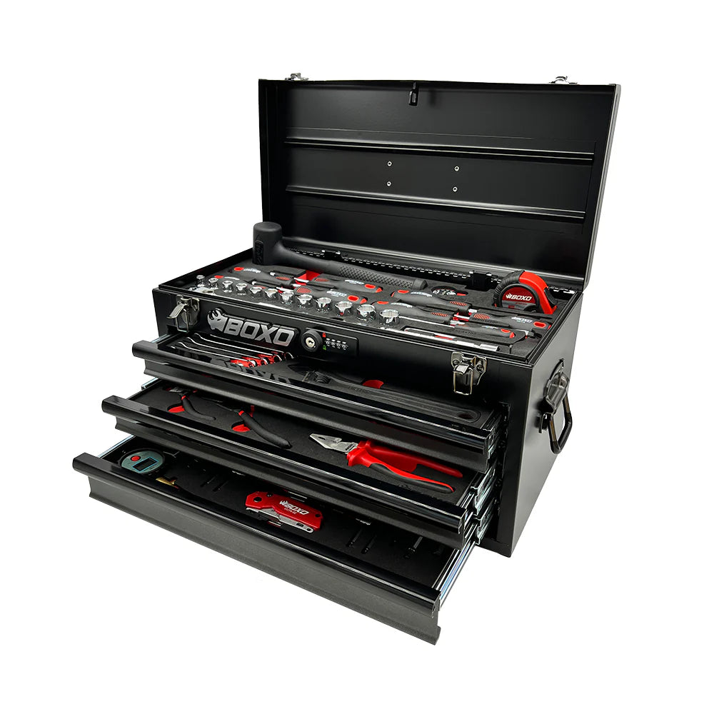 KartBox | 69-Piece Metric Karting 3-Drawer Hand Carry Tool Box - Black, Red