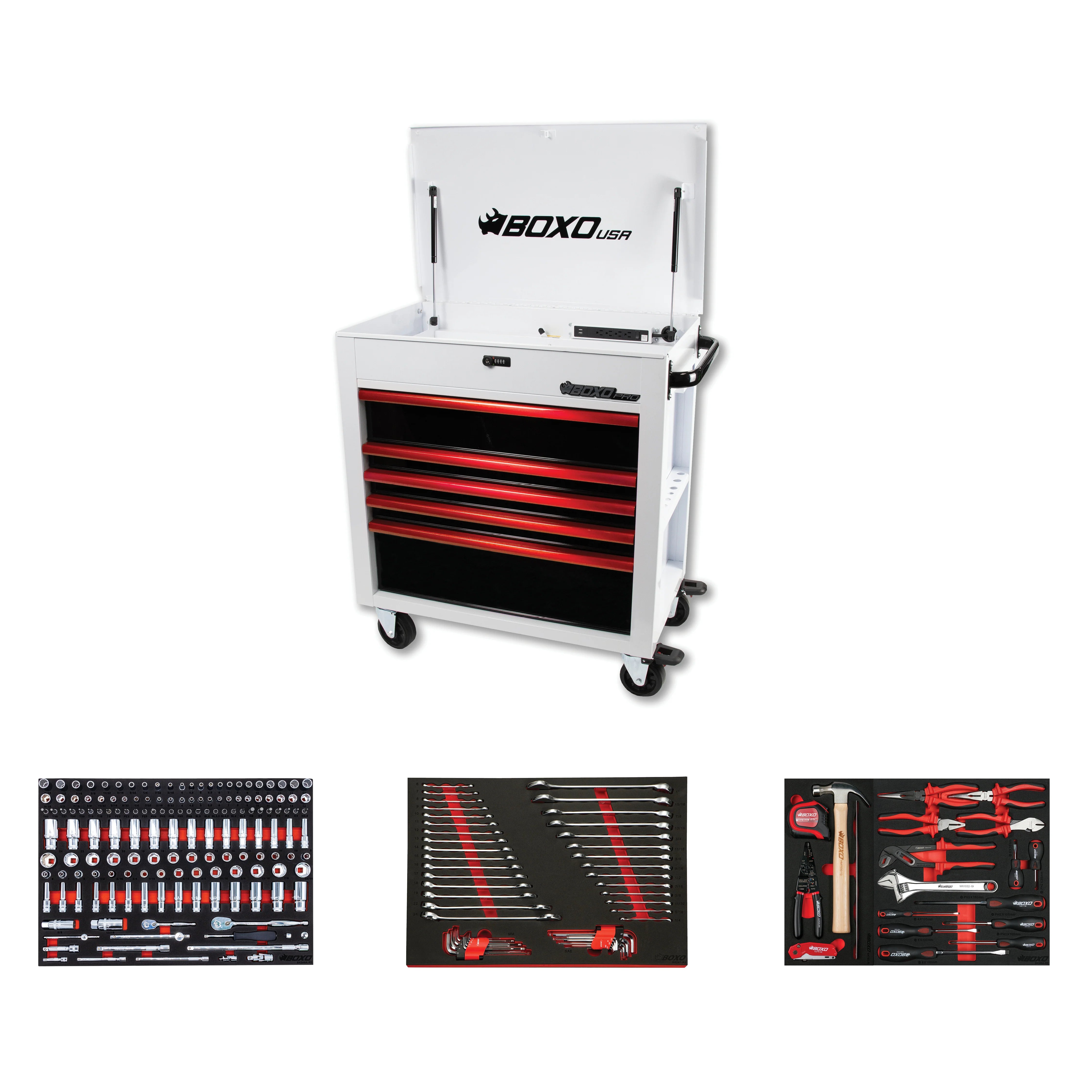 Pro Series | 35" 5-Drawer Flip-Top Service Cart Tool Box - Black, Red, Empty Tool Box