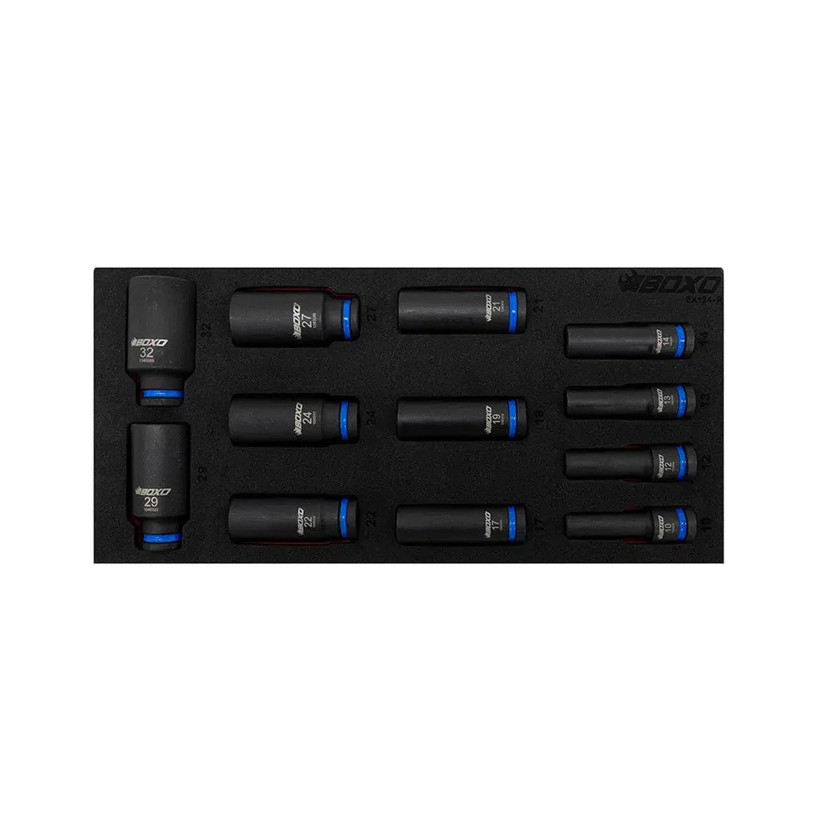 12-Piece 1/2" Drive 6-Point Deep Impact Socket Set | 1/3rd EVA Foam