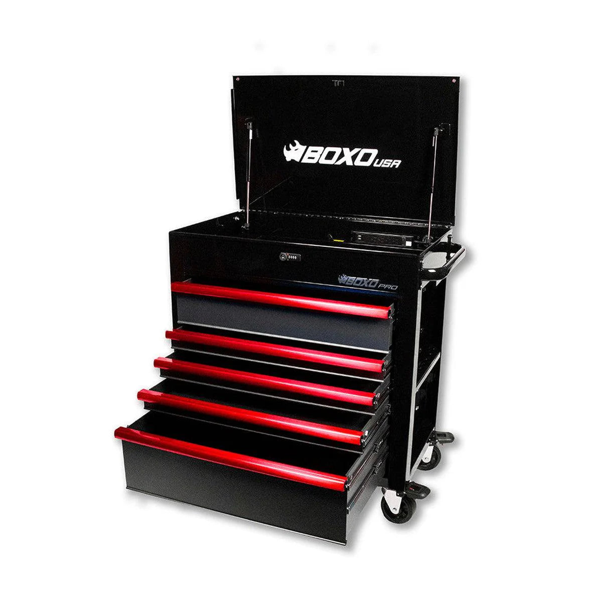 Pro Series | 35" 5-Drawer Flip-Top Service Cart Tool Box - Black, Red, Empty Tool Box
