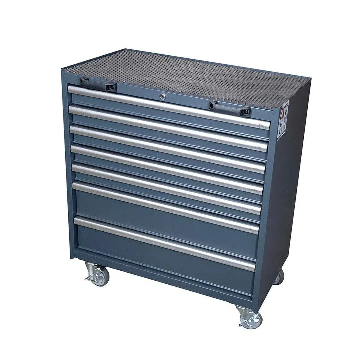 34" 7-Drawer Roller Cabinet with Aluminum Handle Dark Grey