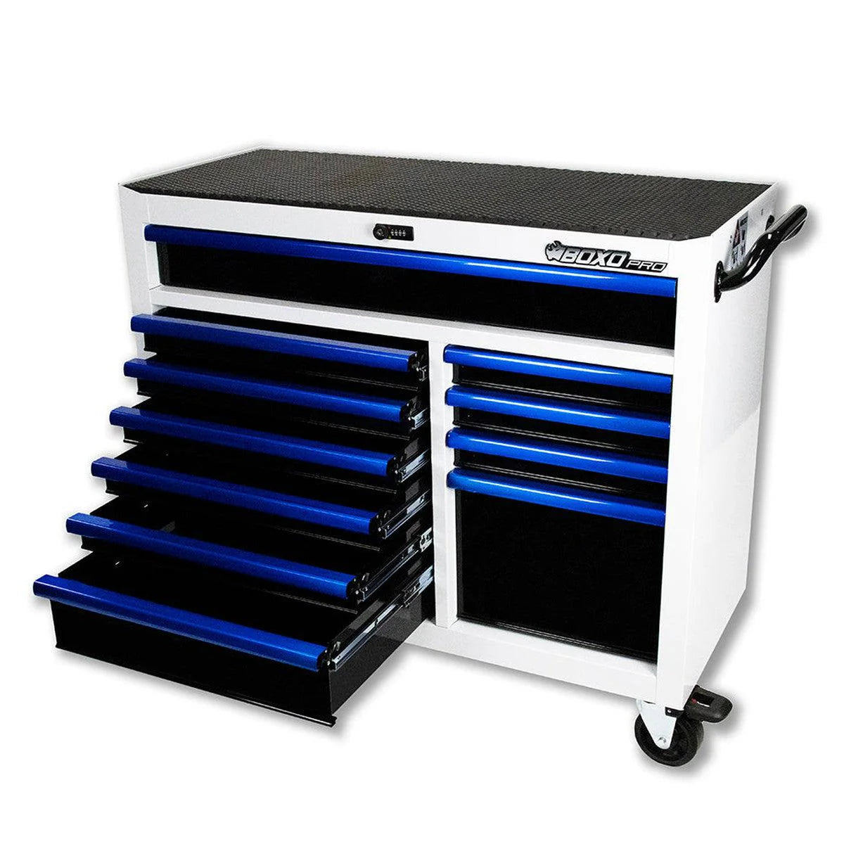Pro Series | 45" 11-Drawer Rolling Tool Box - White, Red, Empty Tool Box