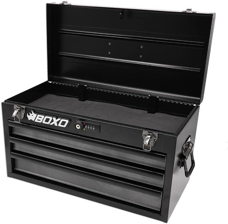 20" 3-Drawer Portable Steel Tool Box | Black