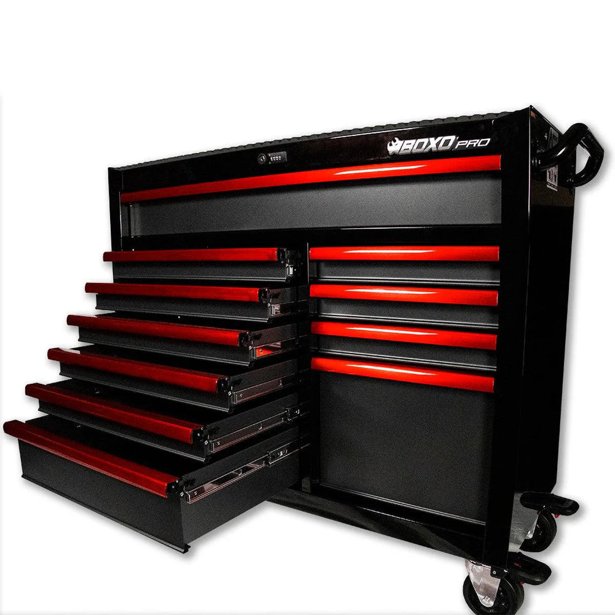 Pro Series | 45" 11-Drawer Rolling Tool Box - White, Red, Empty Tool Box