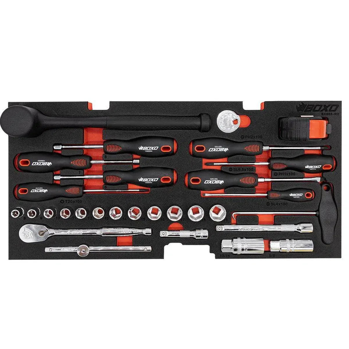 KartBox | 69-Piece Metric Karting 3-Drawer Hand Carry Tool Box - Black, Red