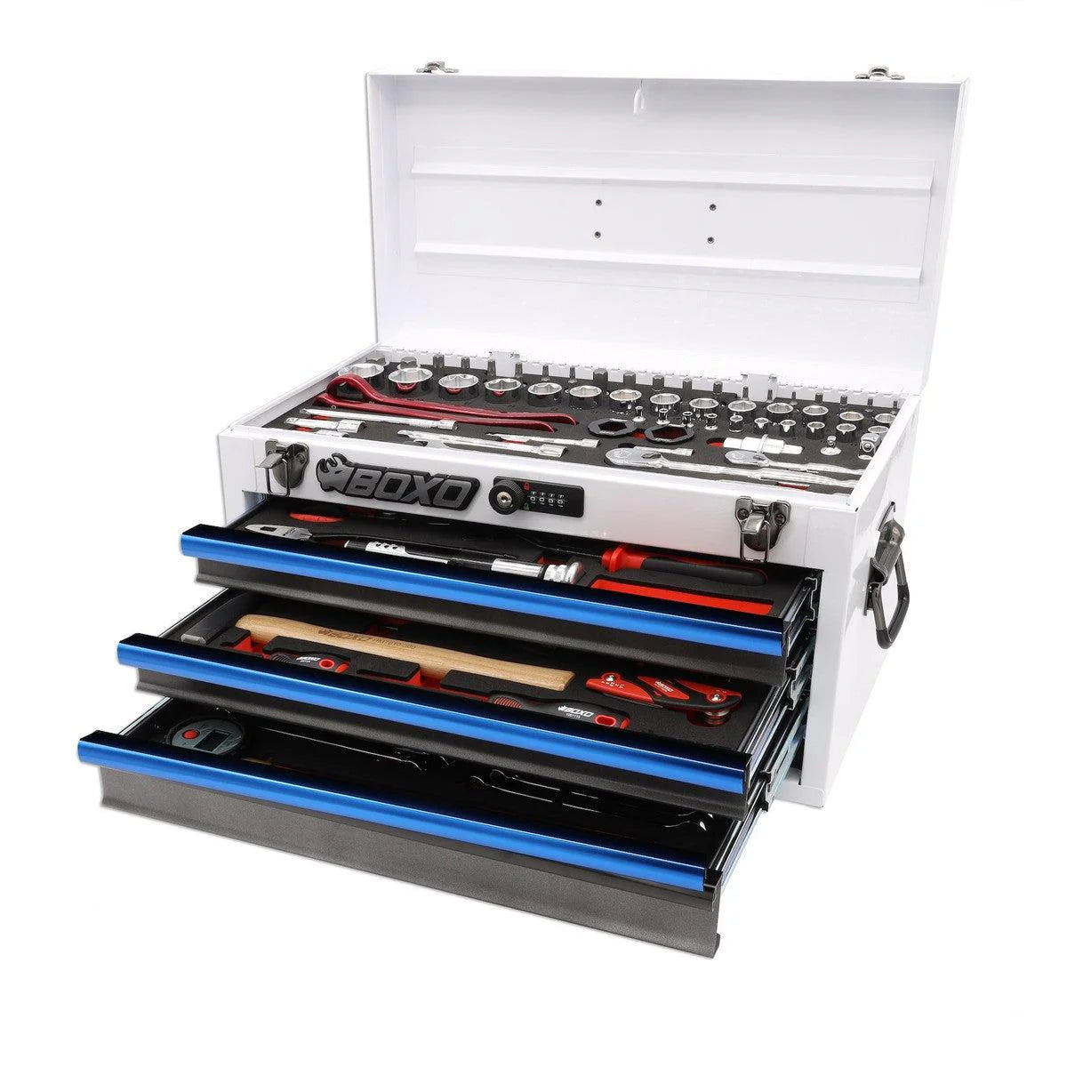 MotoBox | 103-Piece Metric Motorcycle 3-Drawer Hand Carry Tool Box - Black, Black
