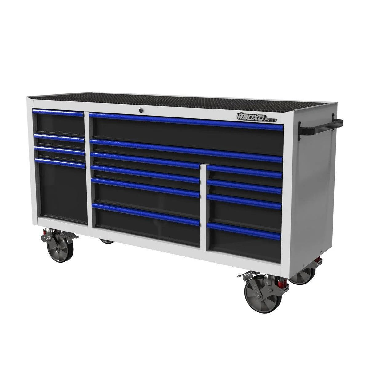 Pro Series | 72" 14-Drawer Bottom Roll Tool Cabinet | Gloss Black/Blue