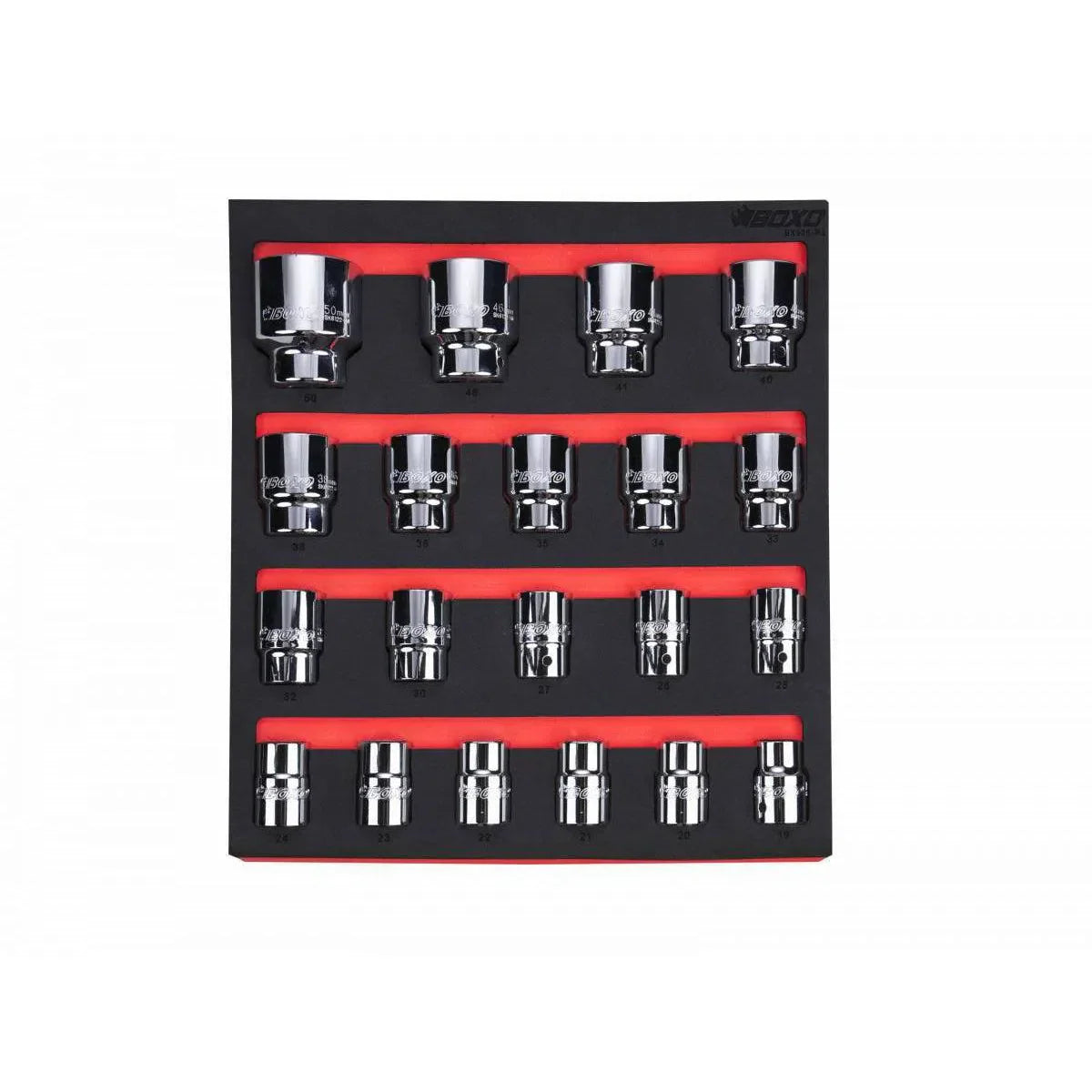 20-Piece 3/4" Dr Metric Standard Length 6-Point Chrome Socket Set | 2/3rd EVA Foam