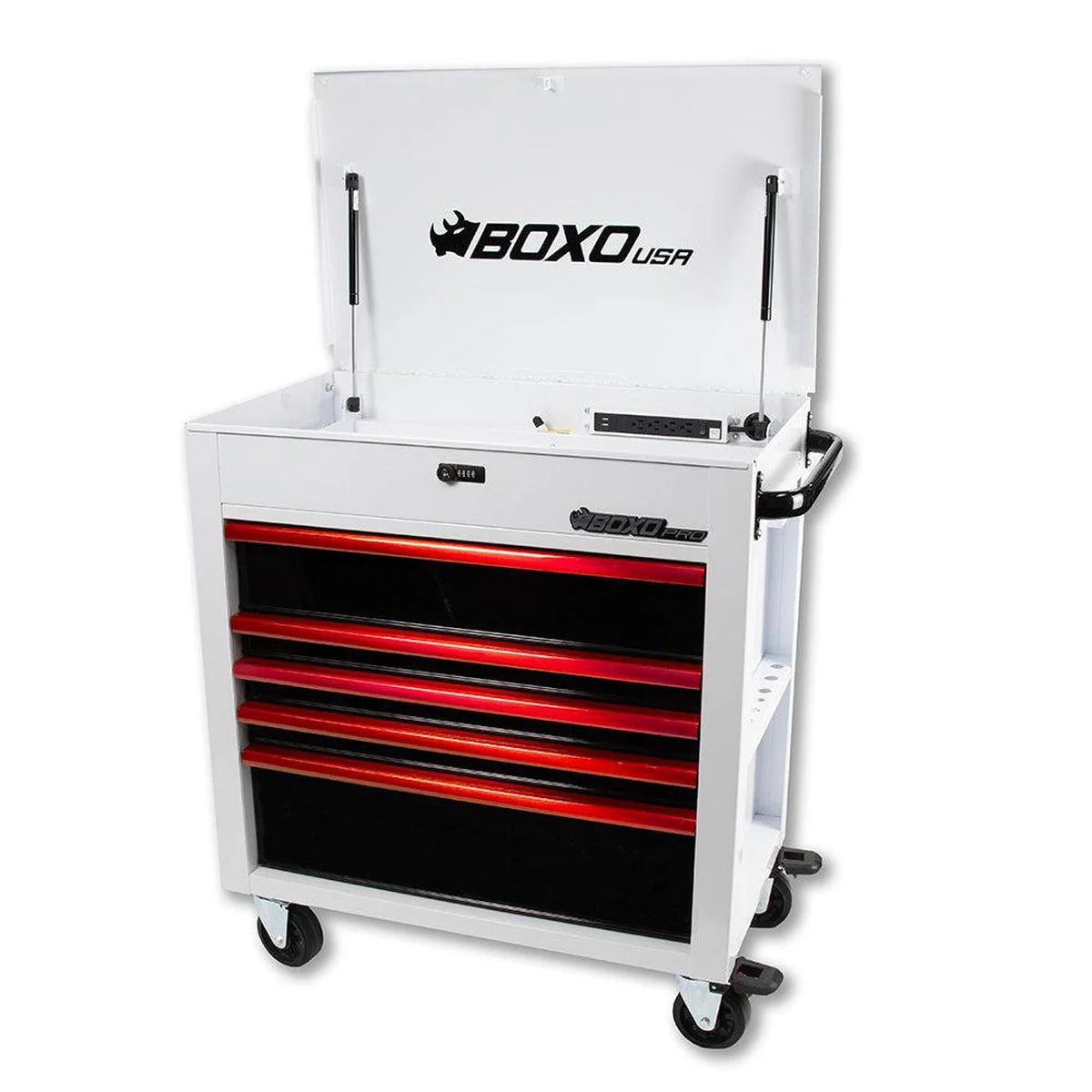 Pro Series | 35" 5-Drawer Flip-Top Service Cart Tool Box - Black, Red, Empty Tool Box