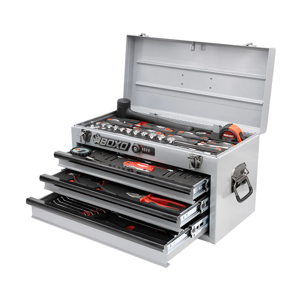 KartBox | 69-Piece Metric Karting 3-Drawer Hand Carry Tool Box - Black, Red