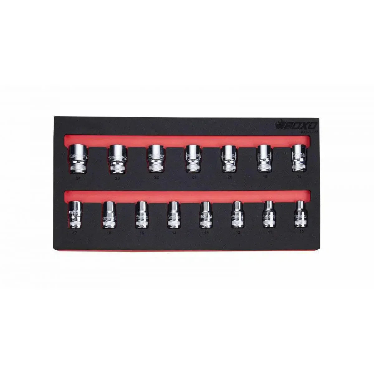 15-Piece 1/2" Dr Metric Standard Length Multifix Spline Chrome Socket Set | 1/3rd EVA Foam